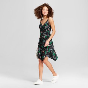 70 Pcs – A New Day Women’s Floral Print Sleeveless Tie Waist Dress, Black XS – New – Retail Ready