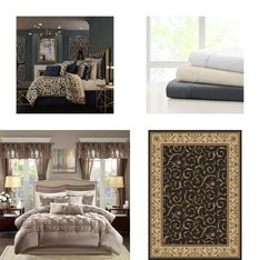 CLEARANCE! 6 Pallets - 995 Pcs - Rugs & Mats, Curtains & Window Coverings, Blankets, Throws & Quilts, Sheets, Pillowcases & Bed Skirts - Mixed Conditions - Unmanifested Home, Window, and Rugs, Fieldcrest, Unmanifested Bedding, Madison Park