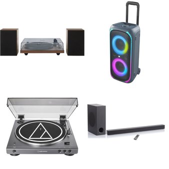 Pallet – 22 Pcs – Speakers, Portable Speakers, Accessories, CD Players, Turntables – Customer Returns – onn., Onn, Audio-Technica, CROSLEY