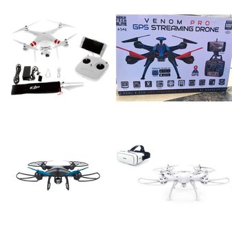 180 Pcs – Drones & Quadcopters – Tested Not Working – ProMark, DJI, Venom, SHARPER IMAGE