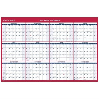 29 Pcs – At-A-Glance PM326P28-18 Wall Calendar, Reversible, Vertical, Horizontal Erasable – New – Retail Ready