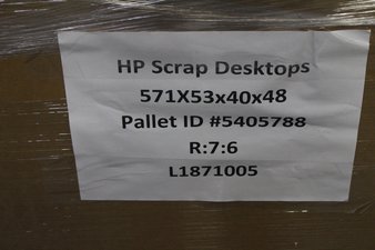 Pallet – 36 Pcs – Desktop Computers – Scrap – HP, Skytech Gaming, SkyTech, DELL