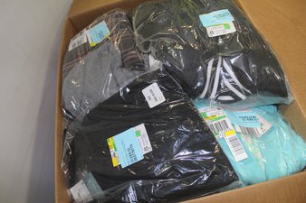 1 Parcel Box – 36 Pcs – Like New and New Apparel – Suits & Sportcoats, T-Shirts, Polos, Sweaters, Dress Shirts – JC Penney