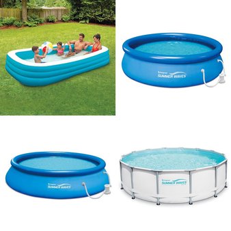 5 Pallets – 86 Pcs – Pools & Water Fun, Outdoor Play, Not Powered, Vehicles, Trains & RC – Customer Returns – Play Day, Summer Waves, PolyGroup, Summer Waves Elite®