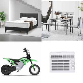 Pallet – 9 Pcs – Cycling & Bicycles, Air Conditioners, Mattresses, Vehicles – Overstock – HAIER, Zinus, Peg Perego