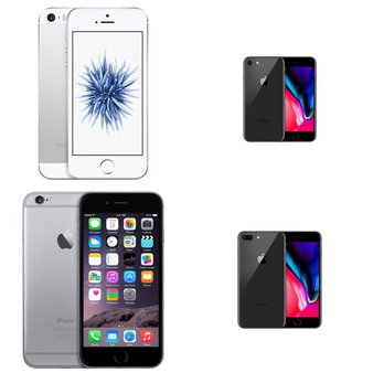 5 Pcs – Apple iPhones – Refurbished (GRADE A, GRADE C – Locked) – Models: MQ4X2LL/A, 3A021LL/A, 3D032LL/A, MQ8D2LL/A