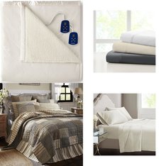 CLEARANCE! 3 Pallets - 407 Pcs - Curtains & Window Coverings, Sheets, Pillowcases & Bed Skirts, Bedding Sets, Blankets, Throws & Quilts - Mixed Conditions - Eclipse, Fieldcrest, Madison Park, Elrene Home Fashions