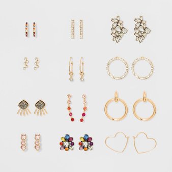 56 Pcs – SUGARFIX by BaubleBar Women’s Embellished Earring Gift Set – New, New Damaged Box, Open Box Like New, Like New – Retail Ready