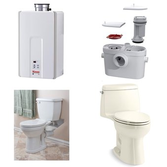 Pallet – 10 Pcs – Kitchen & Bath Fixtures, Hardware, Gas – Customer Returns – Kohler, Saniflo, Rinnai, Panasonic