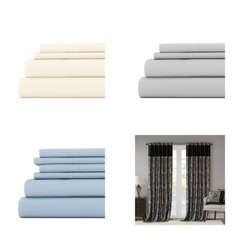 6 Pallets – 2058 Pcs – Curtains & Window Coverings, Decor, Bath, Sheets, Pillowcases & Bed Skirts – Mixed Conditions – Sun Zero, Eclipse, Madison Park, Asstd National Brand