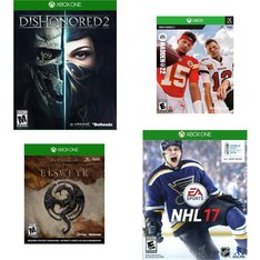250 Pcs - Microsoft Video Games - New, Like New, Used, Open Box Like New - Dishonored 2 - Xbox One Standard Edition, The Elder Scrolls Online: Elsweyr (Xbox One), Madden NFL 22 - Xbox Series X (XBSX), NHL 17 (Xbox One)