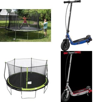 Pallet – 11 Pcs – Powered, Trampolines, Dolls, Outdoor Play – Customer Returns – Razor, JumpKing, KidKraft, Spalding