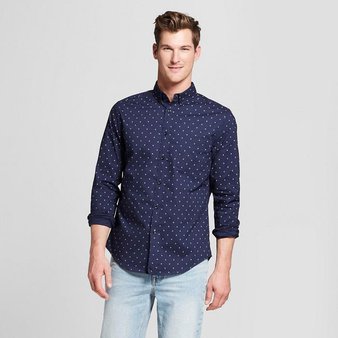 60 Pcs – Goodfellow & Co Men’s Standard Fit Long Sleeve Northrop Button Down Shirt Navy Voyage M – New – Retail Ready