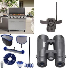 Pallet - 9 Pcs - Accessories, Hunting, Grills & Outdoor Cooking, Optics / Binoculars - Customer Returns - The Scotts Miracle-Gro Company, Stealth Cam, Mm, Bushnell
