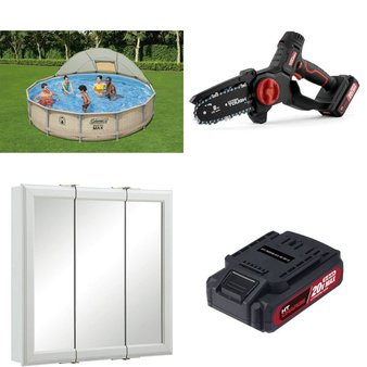 Pallet – 7 Pcs – Pools & Water Fun, Hedge Clippers & Chainsaws, Bath – Customer Returns – Coleman, Hyper Tough, Design House