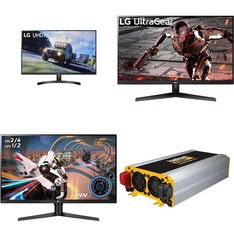 Pallet - 50 Pcs - Monitors, Power Tools, Receivers, CD Players, Turntables - Damaged / Missing Parts / Tested NOT WORKING - Onn, Goodyear, LG, Audio-Technica