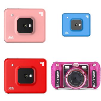 11 Pcs – Point & Shoot Cameras – Refurbished (GRADE A, GRADE B) – Models: SIC300-PK, SIC300-RD, Instant Print Camera, 3″ x 3″ Print, 4Pass Tech, Blue, 80-520050