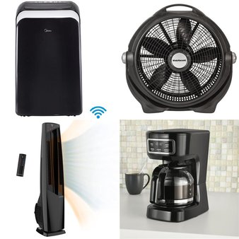 CLEARANCE! Pallet – 12 Pcs – Air Conditioners, Fans, Drip Brewers / Perculators, Can Openers – Overstock – Midea, Lasko