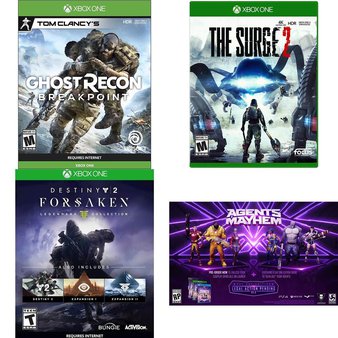 110 Pcs – Microsoft Video Games – New, Open Box Like New, Like New, Used – Tom Clancy’s Ghost Recon Breakpoint (XB1), Agents of Mayhem (XB1), Destiny 2 Forsaken Legendary Collection (XB1), The Surge 2 (XB1)