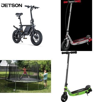 Pallet – 9 Pcs – Powered, Cycling & Bicycles, Trampolines, Outdoor Play – Customer Returns – Razor, Jetson, JumpKing, Spalding