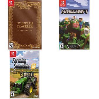 25 Pcs – Nintendo Video Games – Open Box Like New, New, Like New – Octopath Traveler: Wayfarer’s Edition (NS), Farming Simulator 20 (NSW) – Nintendo Switch, Minecraft (NS)