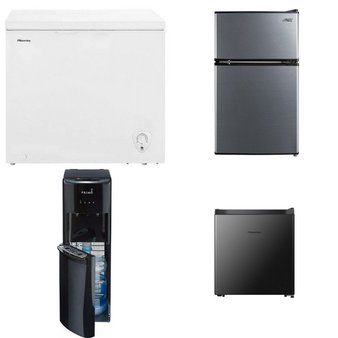 Pallet – 4 Pcs – Freezers, Refrigerators, Bar Refrigerators & Water Coolers – Customer Returns – HISENSE, Arctic King, Primo Water