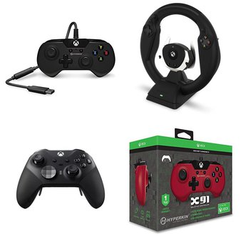 7 Pcs – Microsoft Xbox Controllers – Refurbished (GRADE A, GRADE B) – Models: X91 Wired Gaming Controller, M01628-RD, Wired Controller Black Camo (XB1), 207-00-0772