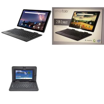 7 Pcs – Smartab ST1020BK 10.1″ Display 32GB Storage 1GB RAM 64-bit Quad-Core Processor 2-in-1 Android Tablet with Sleeve, Smartab ST1009X 2-in-1 Tablet1GB RAM Android 6.0 Marshmallow 10.1 inches Screen, Proscan PLT1074GK 10″ Android tablet with case and keyboard – Refurbished (GRADE A, GRADE B)