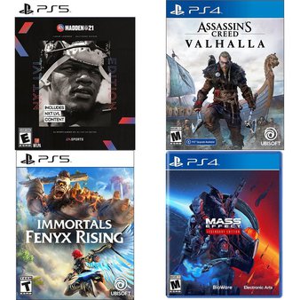 99 Pcs – Sony Video Games – Used, Open Box Like New, Like New – Madden NFL 21 Next Level Edition (PS5), Immortals Fenyx Rising (PlayStation 5), Assassin’s Creed Valhalla (PS4), Mass effect legendary edition (PS4)