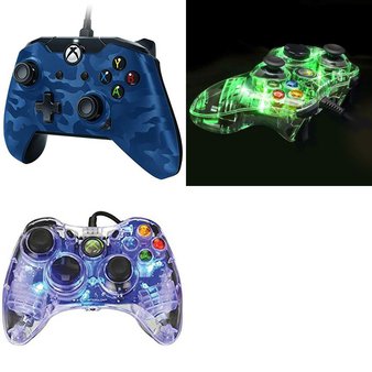 10 Pcs – Microsoft Xbox Controllers – Refurbished (GRADE A) – Models: Xbox One Wired Controller Blue Camo, PL-3702, PL3702BL