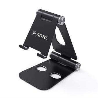 31 Pcs – Yotece Y113 Portable Foldable Phone Holder Stand – Yotece (2017 New Design) Plastic Cell Phone Stand, Tablet Stand, Heavy-Duty, Dual Multi-Angle Adjustable for iPhone, iPad, Tablets, Macbook, Laptops, Black – New – Retail Ready