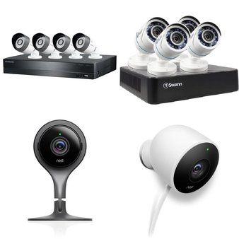 13 Pcs – Salvage Security Cameras & Surveillance Systems – Swann, Guardzilla, Motorola, Netgear