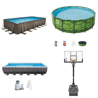 Pallet – 10 Pcs – Pools & Water Fun, Outdoor Sports – Damaged / Missing Parts / Tested NOT WORKING – Summer Waves, NBA, Intex, Lifetime