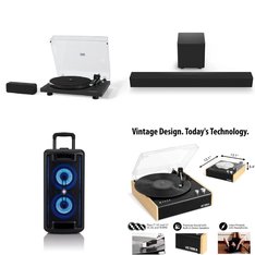 CLEARANCE! Pallet - 46 Pcs - Speakers, Accessories, CD Players, Turntables, DVD & Blu-ray Players - Customer Returns - Onn, onn., Victrola, GE