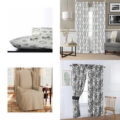Pallet - 51 Pcs - Curtains & Window Coverings, Sheets, Pillowcases & Bed Skirts, Kitchen & Dining, Covers, Mattress Pads & Toppers - Mixed Conditions - Unmanifested Home, Window, and Rugs, Elrene Home Fashions, Fieldcrest, Mercantile
