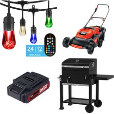 CLEARANCE! 1 Pallet - 28 Pcs - Grills & Outdoor Cooking, Trimmers & Edgers, Patio & Outdoor Lighting / Decor, Hedge Clippers & Chainsaws - Customer Returns - Hyper Tough, Expert Grill, Enbrighten, Black Max