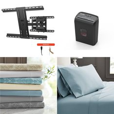 Pallet - 64 Pcs - Sheets, Pillowcases & Bed Skirts, TV Stands, Wall Mounts & Entertainment Centers, Shredders, Office Supplies - Customer Returns - Hotel Style, Mainstays, SANUS, Pen + Gear