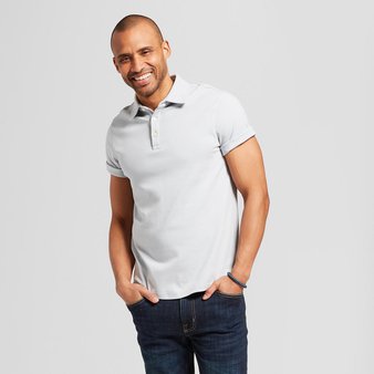 25 Pcs – Goodfellow & Co Men’s Standard Fit Short Sleeve Elevated Ultra-Soft Polo Shirt, M/M Masonry Gray – New – Retail Ready