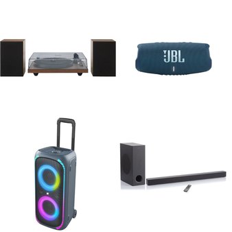 Pallet – 18 Pcs – Speakers, Portable Speakers, Accessories, CD Players, Turntables – Customer Returns – onn., JBL by Harman, CROSLEY