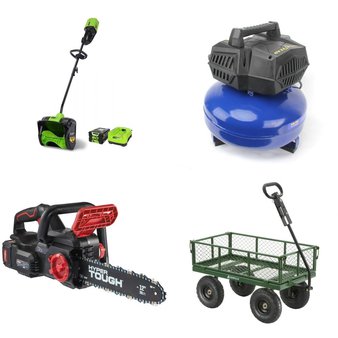 Pallet – 6 Pcs – Power Tools, Hedge Clippers & Chainsaws, Snow Removal, Other – Customer Returns – Goodyear, Hyper Tough, GreenWorks, Gorilla Carts