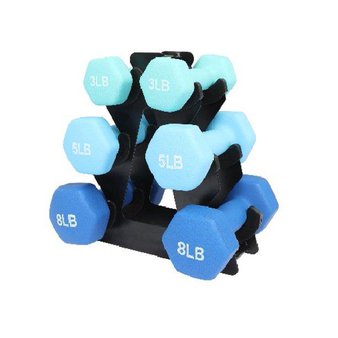 1 Pallet – 30 Pcs – Neoprene 32-Lb. Dumbbell Set with Steel Dumbbell Rack, Blue – Brand New – Retail Ready