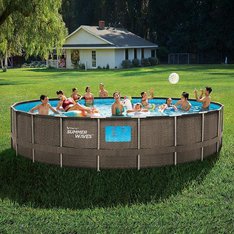 Pallet - Summer Waves P4Q022521 22 ft Dark Double Rattan Elite Frame Pool with 4 See Through Windows - Open Box Customer Returns - Summer Waves