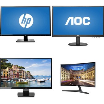 46 Pcs – Computer Monitors – Customer Returns – HP, AOC, Samsung, ELEMENT