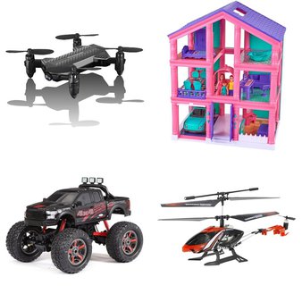 CLEARANCE! 2 Pallets – 47 Pcs – Vehicles, Trains & RC, Drones & Quadcopters Vehicles, Not Powered, Dolls – Customer Returns – Voyage Aeronautics, New Bright, Huffy, Sky Rover
