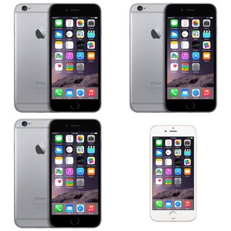 5 Pcs – Apple iPhone 6 – Refurbished (GRADE C – Unlocked) – Models: MG632LL/A, MG542LL/A, 3A021LL/A, NG4Q2LL/A