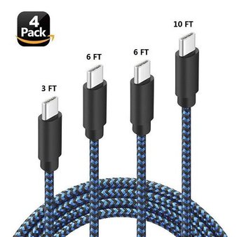 26 Pcs – Vman Type-4 USB Type C Cable, USB A to USB C Fast Charger Nylon Braided Cord (USB 2.0) – New – Retail Ready