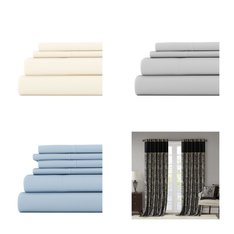 6 Pallets - 2058 Pcs - Curtains & Window Coverings, Decor, Bath, Sheets, Pillowcases & Bed Skirts - Mixed Conditions - Sun Zero, Eclipse, Madison Park, Asstd National Brand