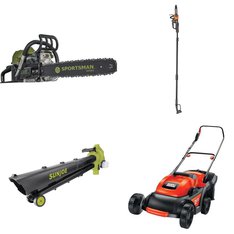 Pallet - 9 Pcs - Leaf Blowers & Vaccums, Mowers, Patio & Outdoor Lighting / Decor, Hedge Clippers & Chainsaws - Customer Returns - BLACK & DECKER, Mm, Positec Industrial, Sportsman Series