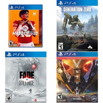 65 Pcs – Sony Video Games – Used, Like New, New – Madden NFL 20 (PS4), Fade to Silence (PS4), Generation Zero (PS4), Anthem: Legion of Dawn – PlayStation 4