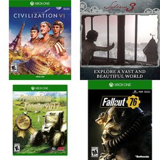 69 Pcs - Video Games - New - Sid Meier's Civilization VI Standard Edition (XB1), Professional Farmer Gold 2017 Edition (XB1), Syberia 3 (XB1), Fallout 76 (XB1)